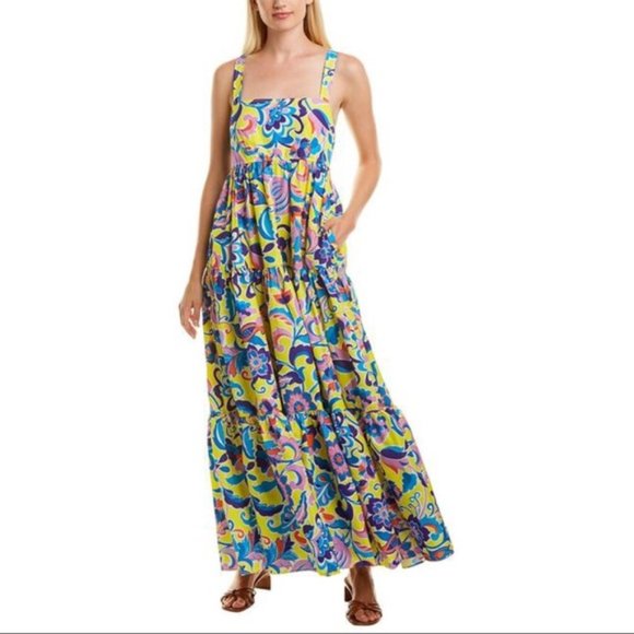 J. Crew | Tiered Taffeta Maxi Dress in Curly Floral NWT - Picture 3 of 16